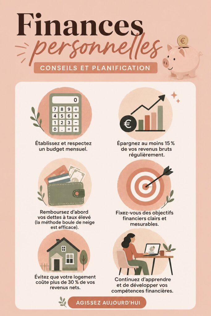Femme souriante tenant un carnet de budget, symbolisant la gestion des finances personnelles.