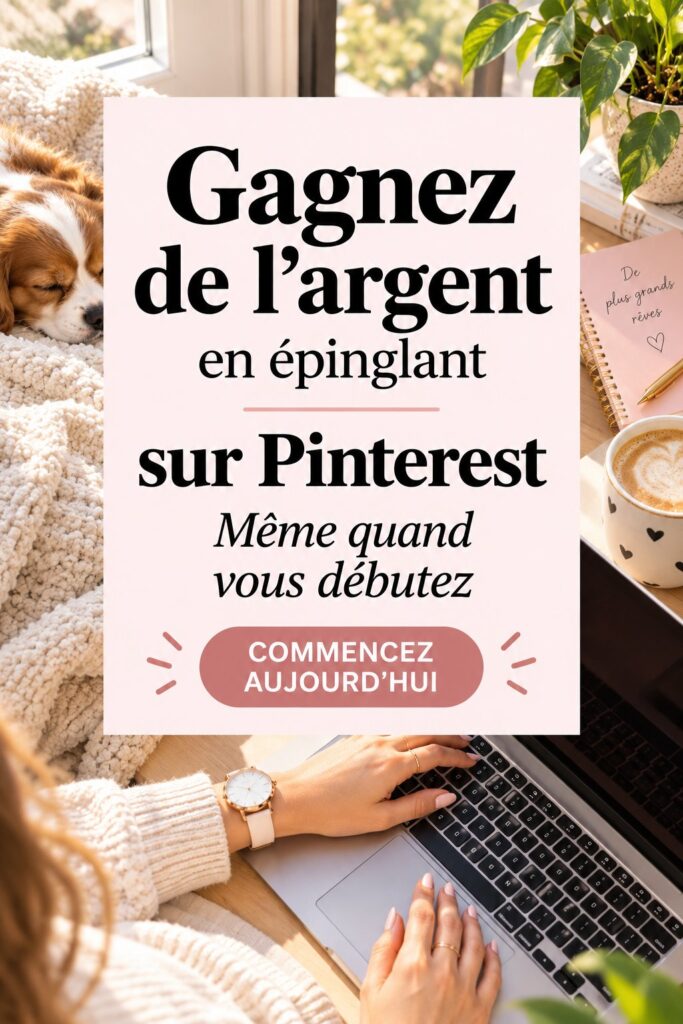 Femme travaillant sur son ordinateur tout en utilisant Pinterest pour gagner de l'argent