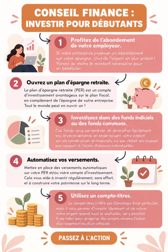 Une femme souriante examinant des graphiques financiers, représentant l'investissement pour débutantes.