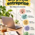 Femme souriante avec un ordinateur portable travaillant sur son projet d'entreprise.