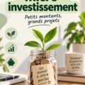Femme souriante utilisant une application de micro-investissement sur son smartphone.