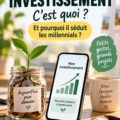 Illustration d'une femme utilisant une application de micro-investissement pour gérer ses finances personnelles.