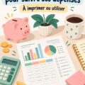 Un graphique représentant des outils de suivi des dépenses sur un bureau chaleureux.