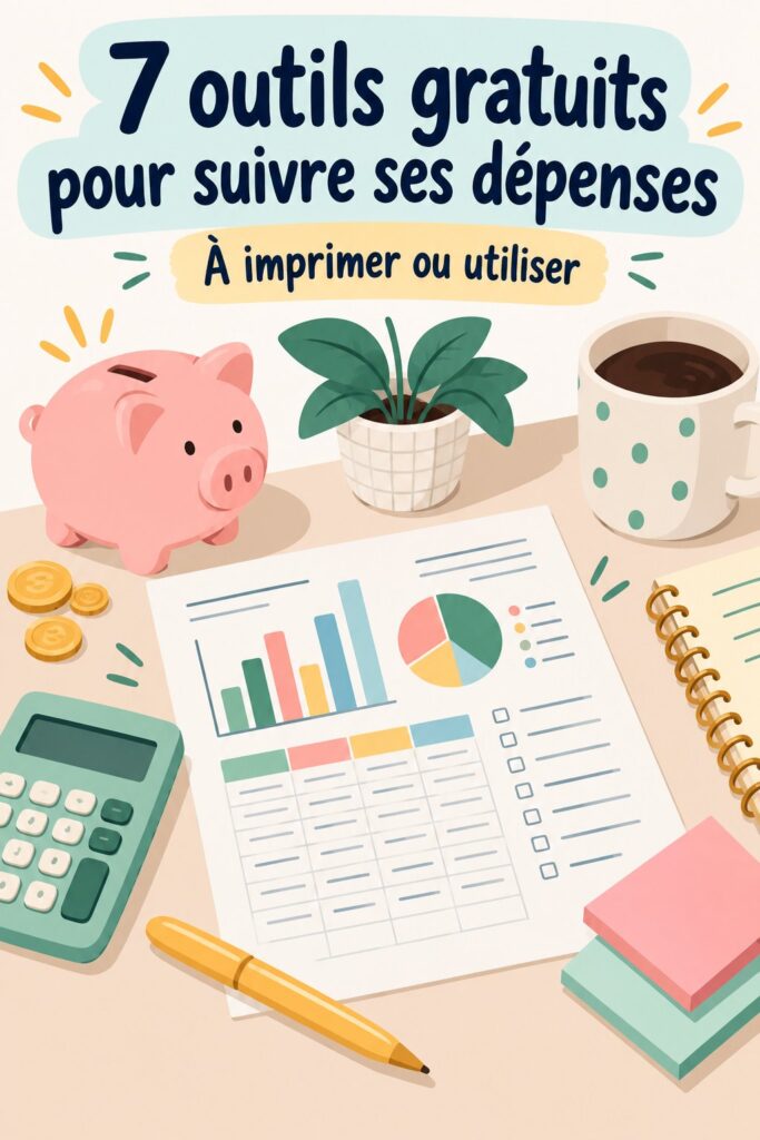 Un graphique représentant des outils de suivi des dépenses sur un bureau chaleureux.