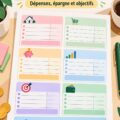 Femme travaillant sur son budget avec un planificateur, symbolisant la gestion financière.